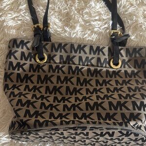 Michael Kors Black and Tan Signature Tote